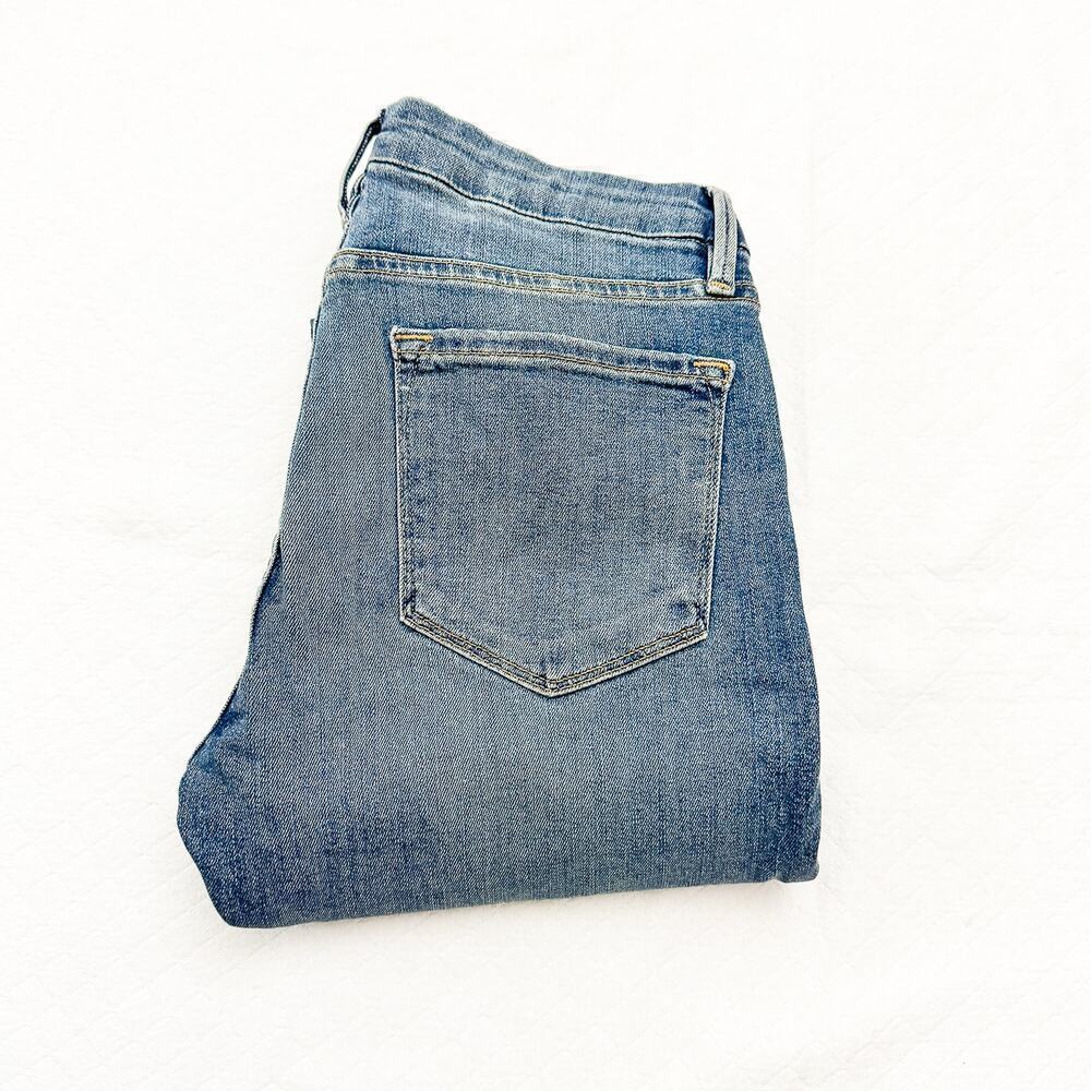 Frame Denim Le Crop Boot Mini Flared Jeans Faded Wash Hem Denim Austin Size 25